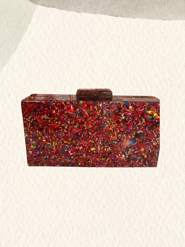 Red mother-of-pearl party clutch