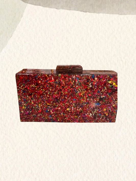 Clutch fiesta nácar rojo