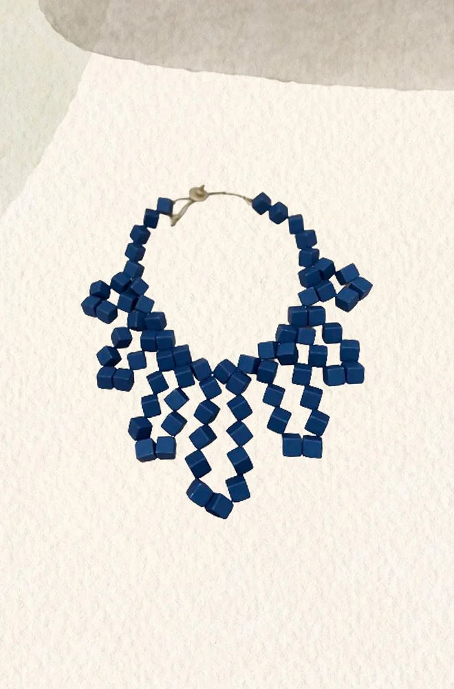 Blue puzzle necklace