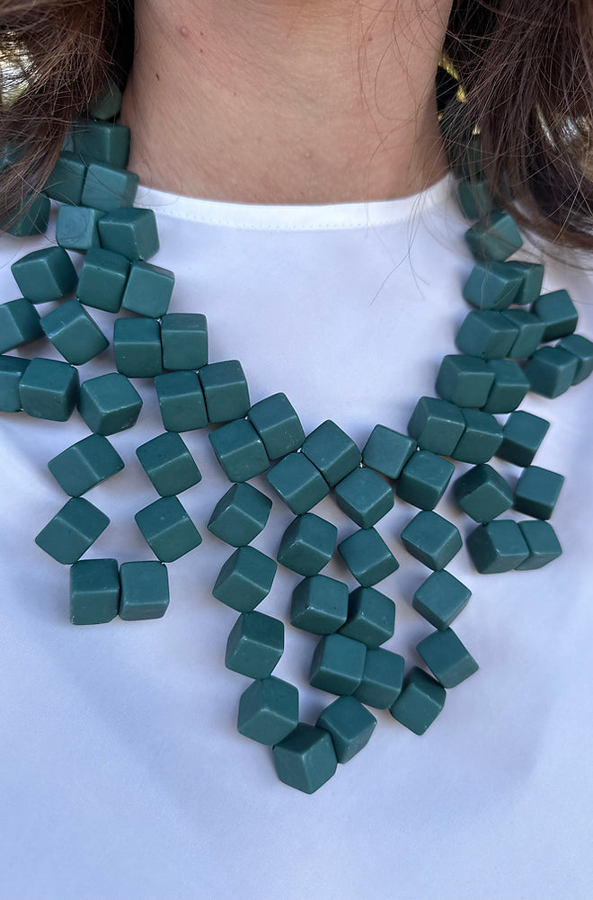 Green puzzle necklace
