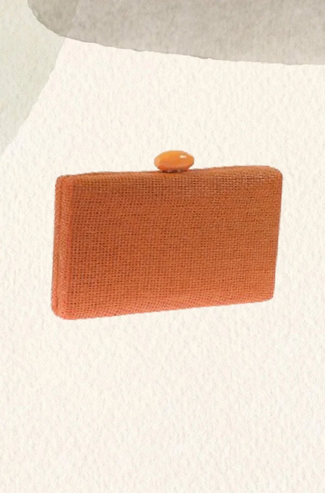 Orange raffia party clutch