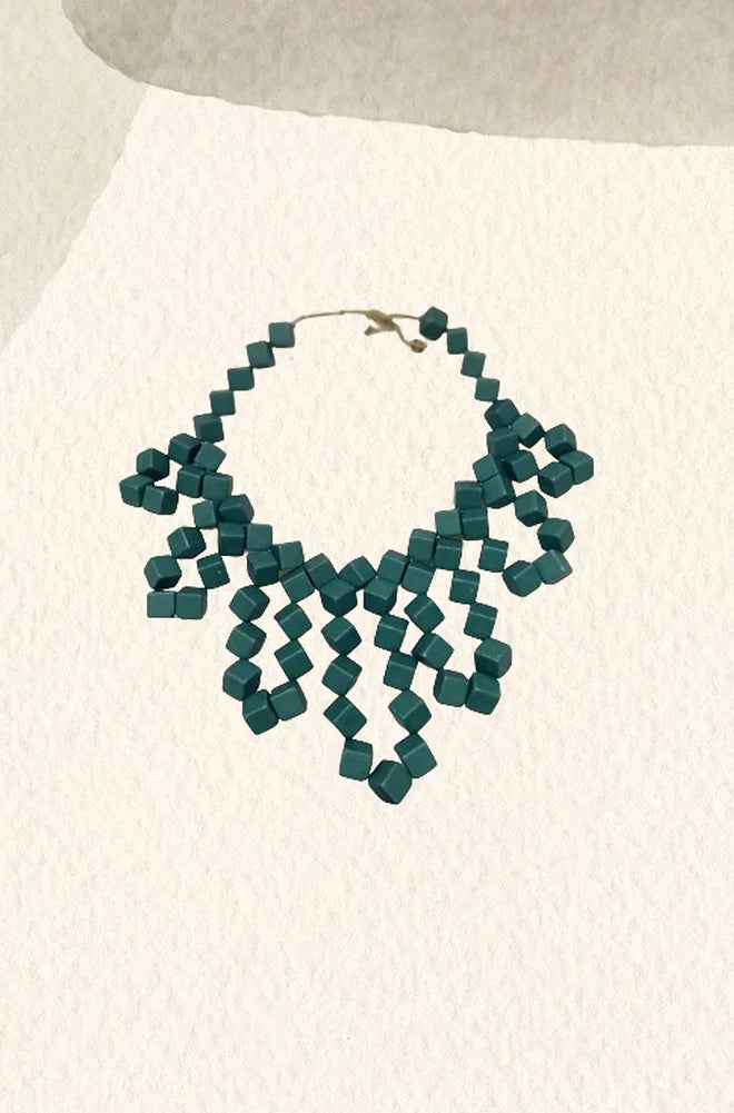 Green puzzle necklace