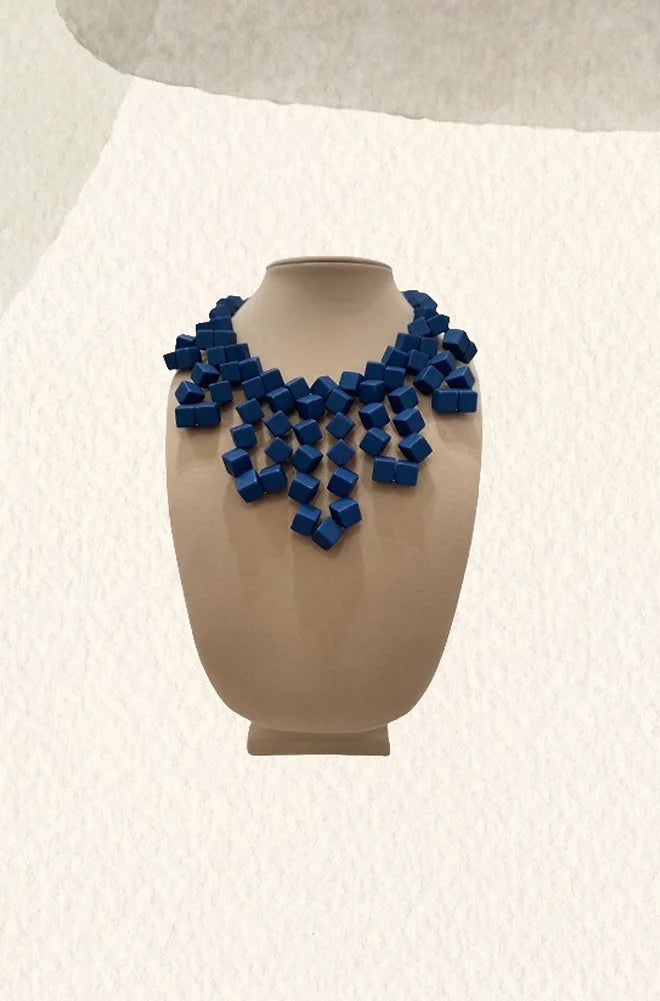 Blue puzzle necklace