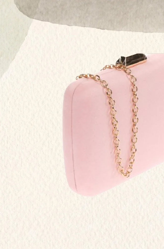 Pink suede clutch