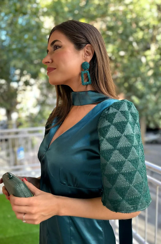 Pendientes Boho verde azulado