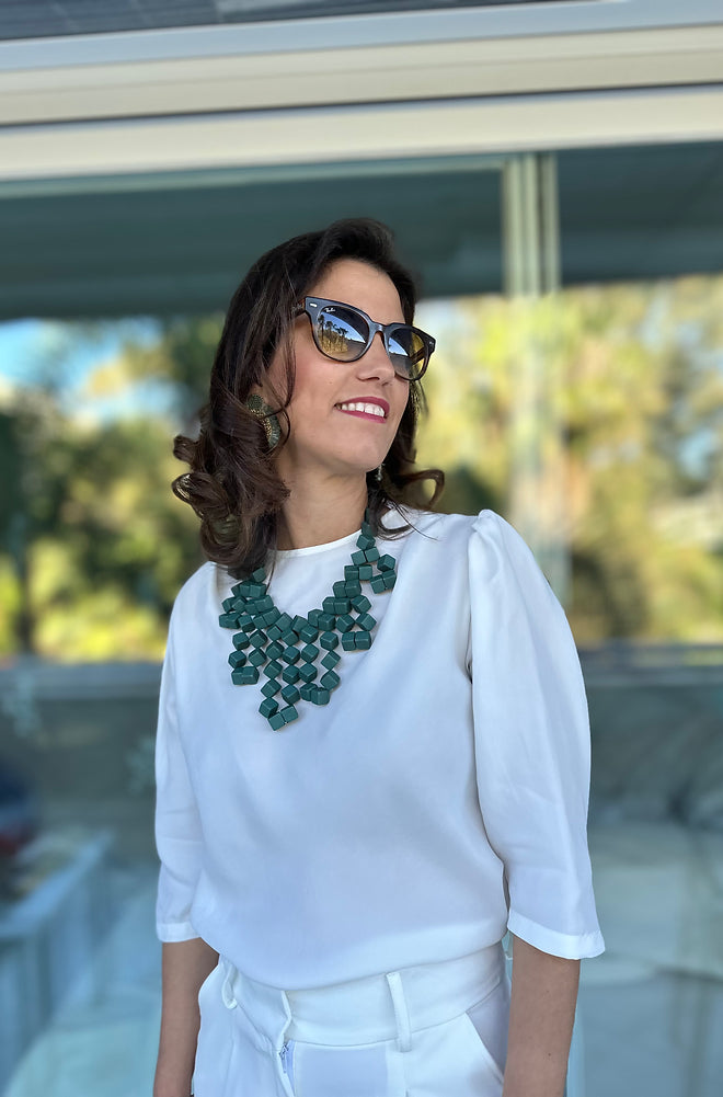 Green puzzle necklace