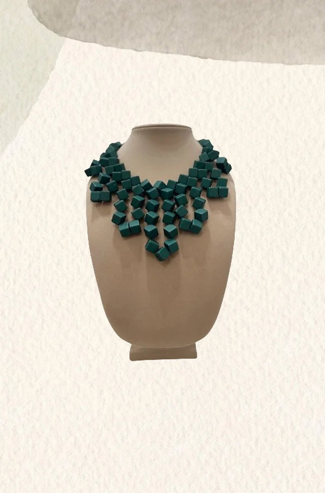 Green puzzle necklace