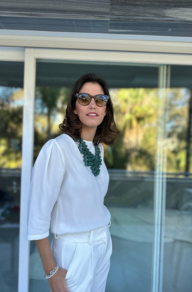Green puzzle necklace