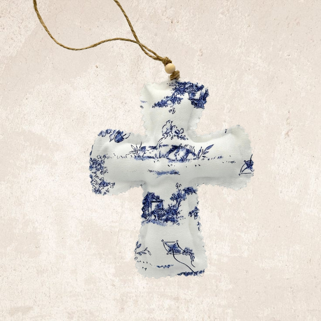 Cruz toile de jouy azul