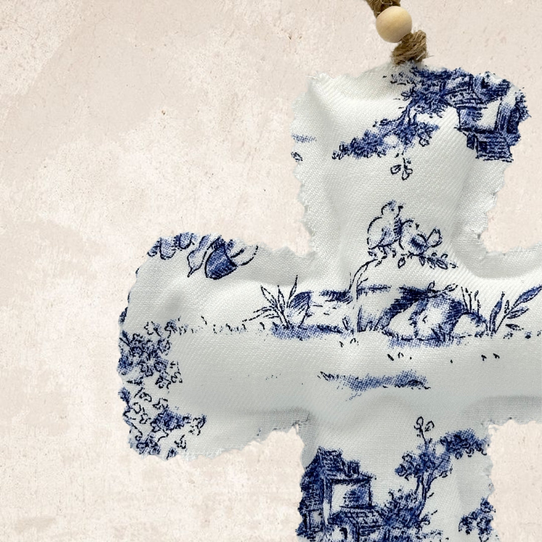 Cruz toile de jouy azul