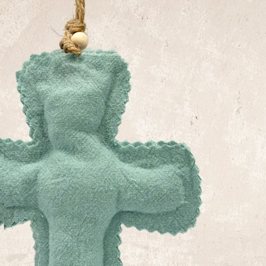 Water green linen cross