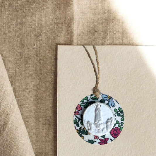 Medallón mini Virgen de Fátima estampado