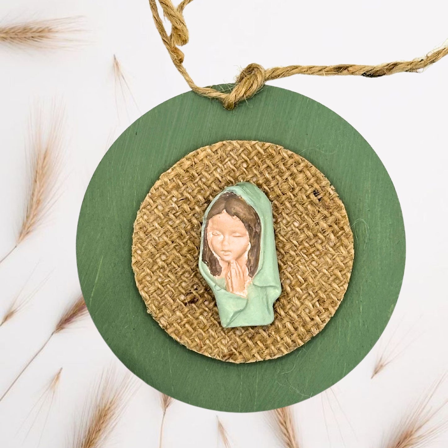 Medium medallion of the green Virgin Mary