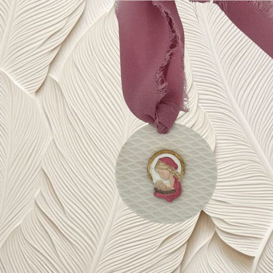 Medallón mini Virgencita rosa