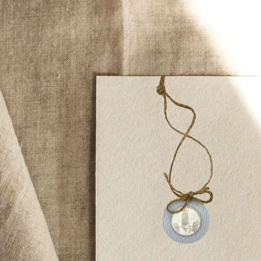 Medallón mini Virgen de Fátima celeste