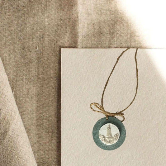 Medallón mini Virgen de Fátima verde