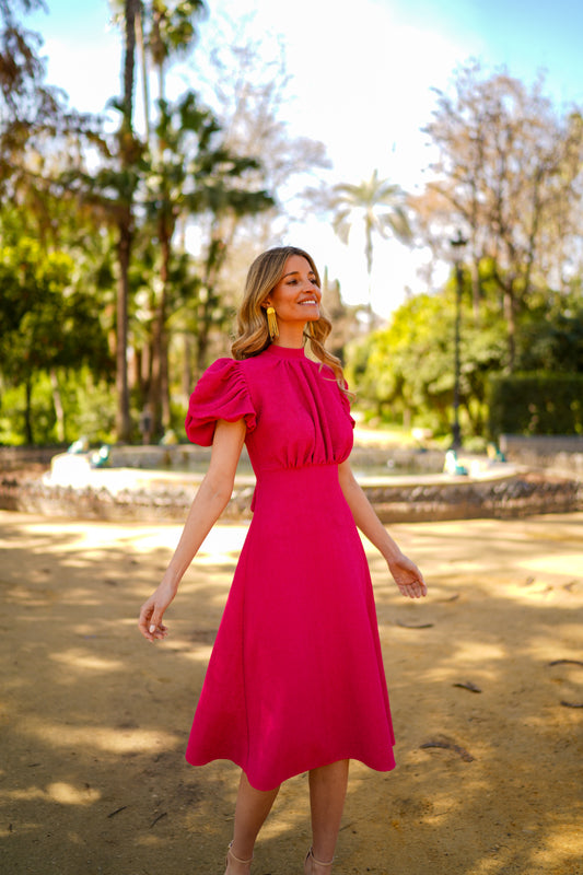 Vestido Margarita fresa