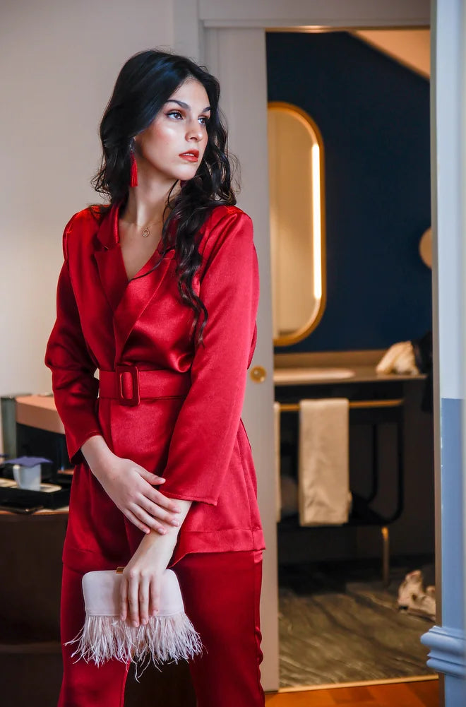 Traje de chaqueta Beatriz granate