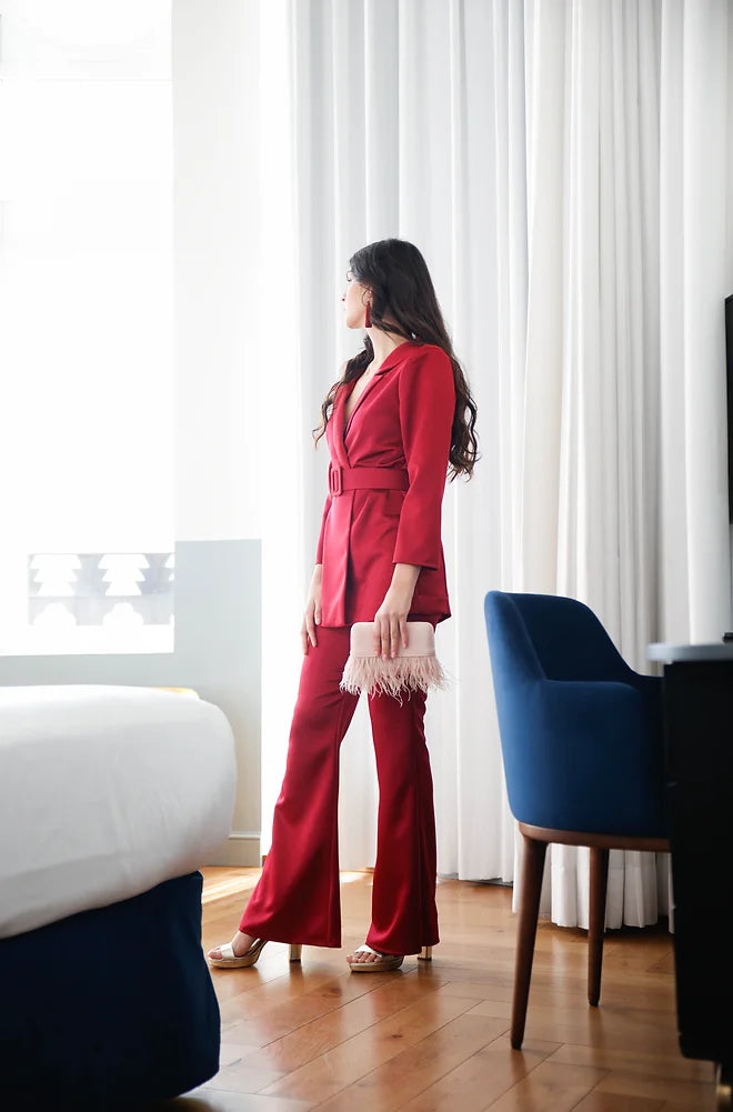 Traje de chaqueta Beatriz granate