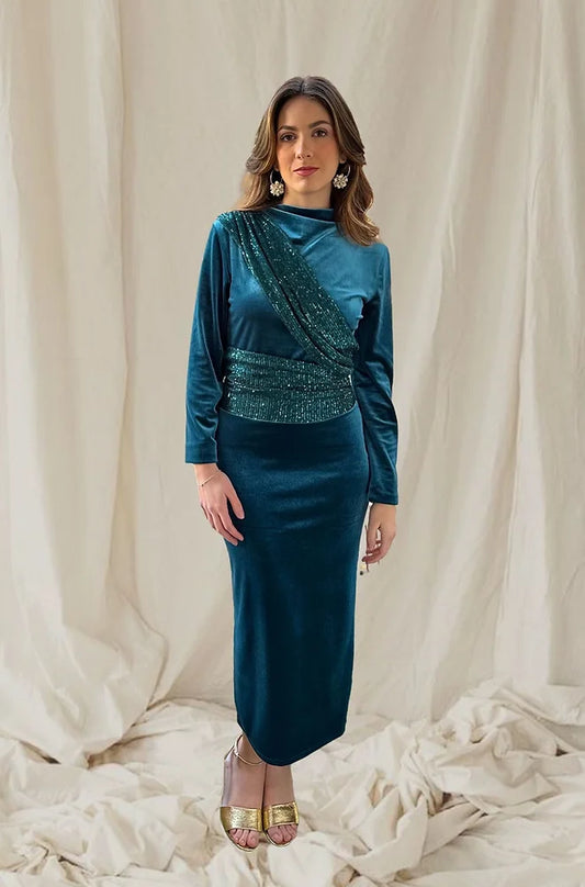 Vestido Kaia petróleo