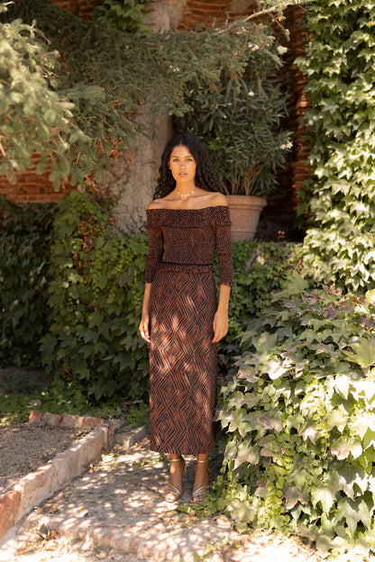 Vestido Bardot Noisette