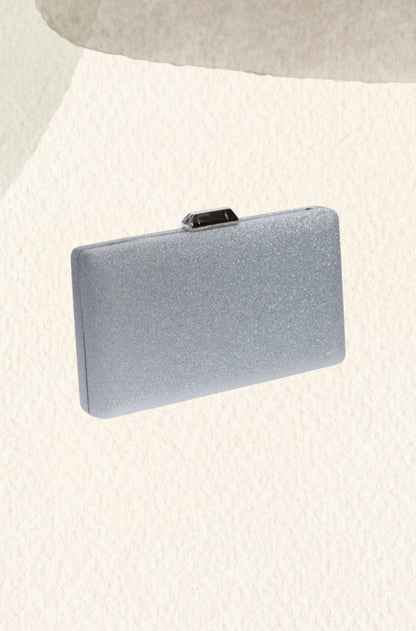 Silver glitter party clutch