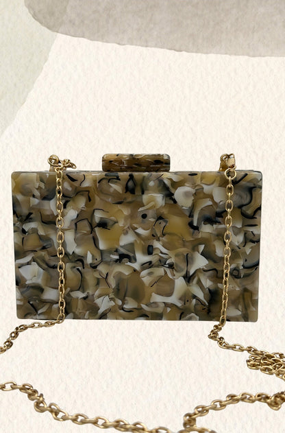Clutch nácar tonos marrones