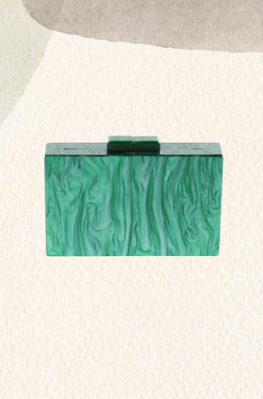 Emerald green mother of pearl party clutch