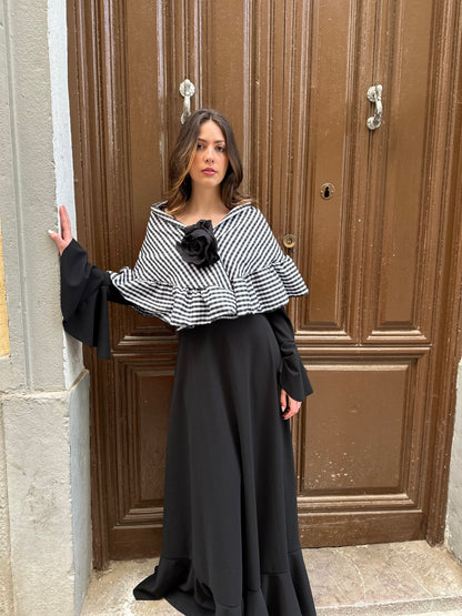 Mantón Vichy negro y blanco