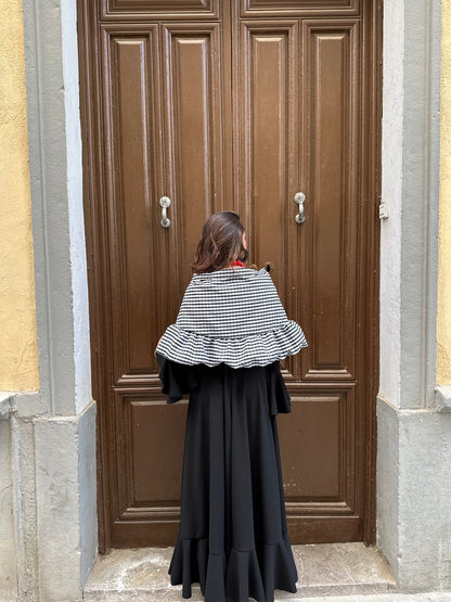 Mantón Vichy negro y blanco