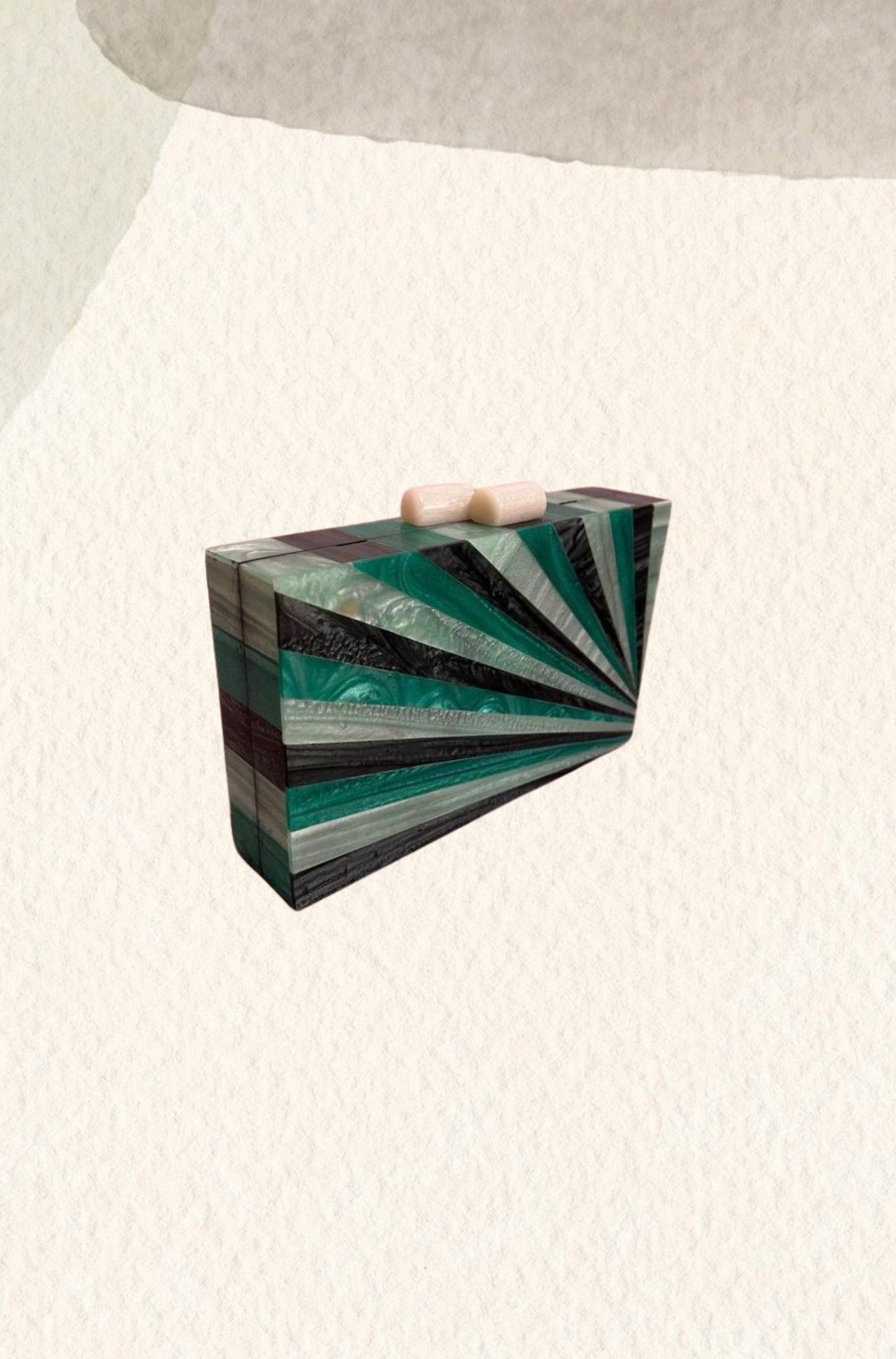 Multicolored green mother-of-pearl party clutch