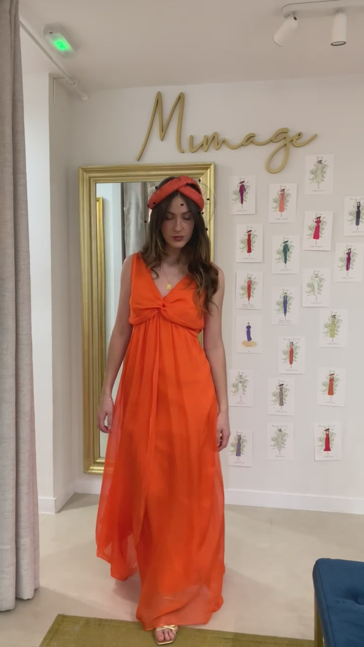 Vestido naranja volante