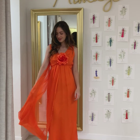 Vestido naranja volante1