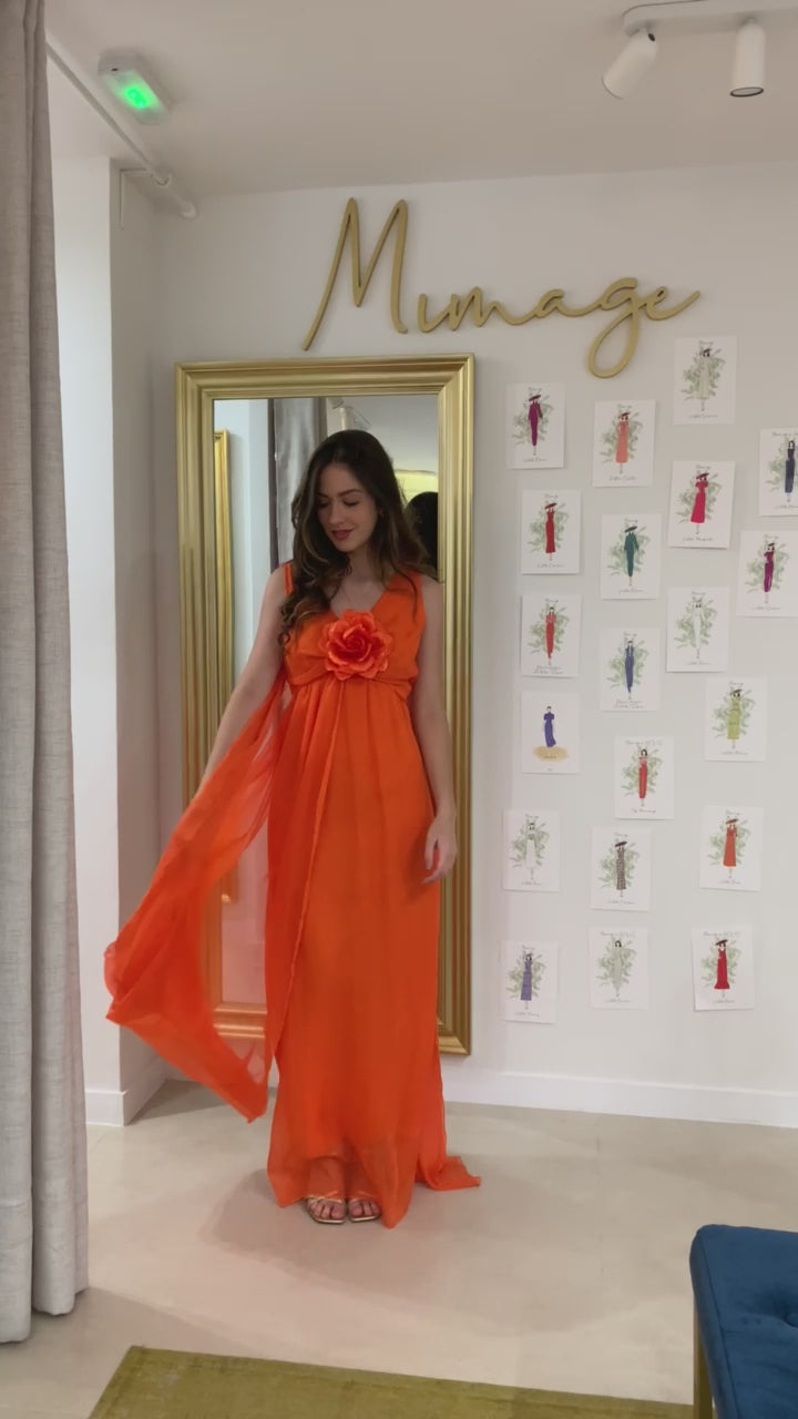 Vestido naranja volante1